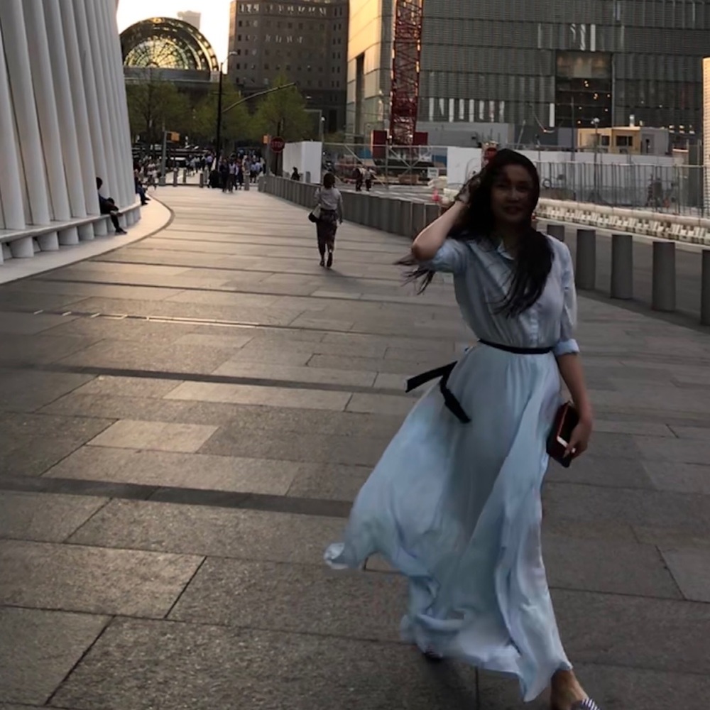 Blue chiffon dress